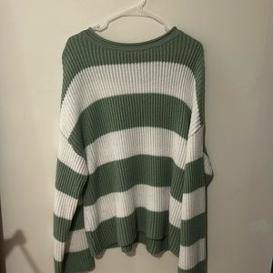 Green and white striped Zesica sweater in Medium